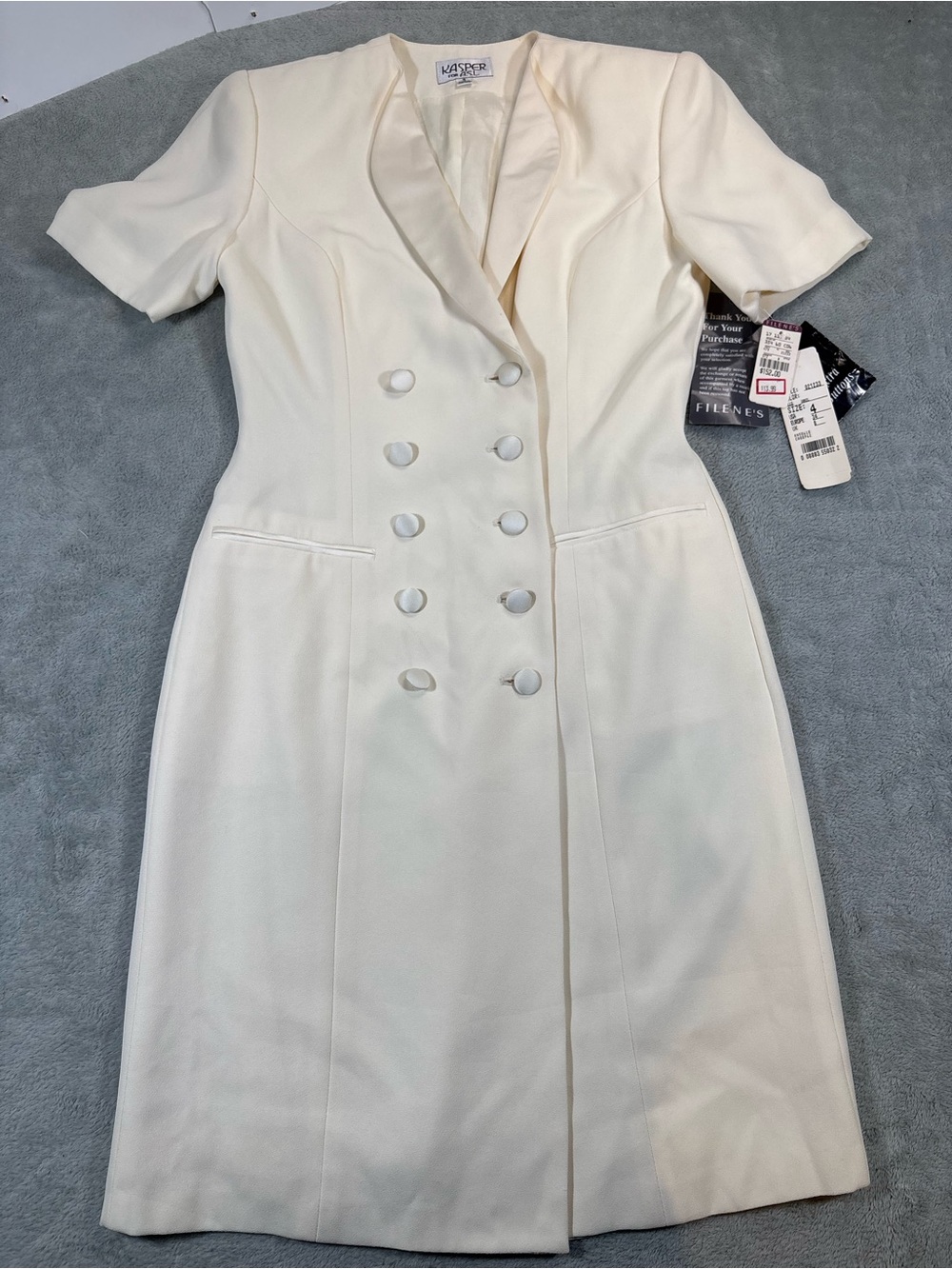 NWT Vtg Kasper for ASL Cream Double Breasted Sheath Trench Suit Dress NWT Size 4